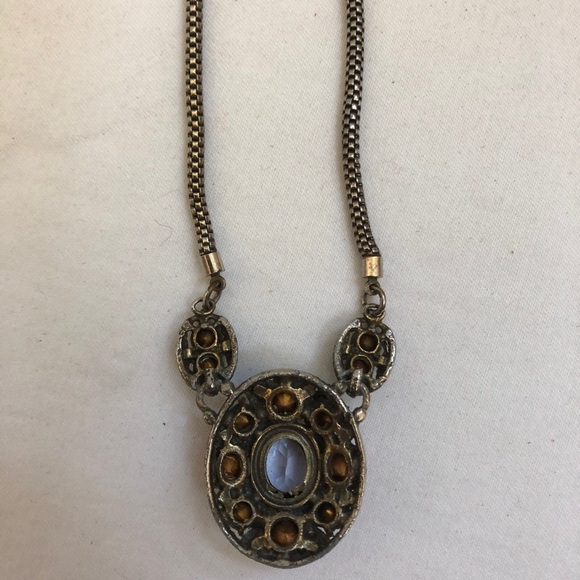 Vintage Multi Colored Necklace With 6” Chain Oval - Picture 4 of 7